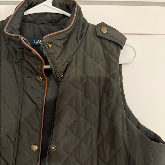 Ralph Lauren Quilted Army Green Fall Vest - Picture 3 of 6